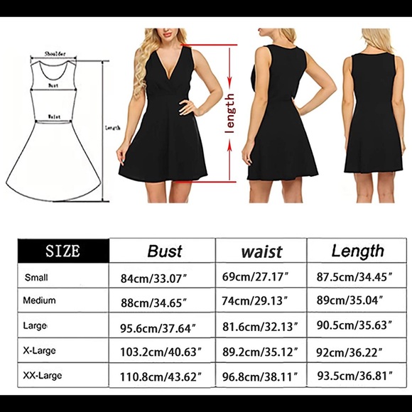 Navy blue v neck cocktail dress - Picture 4 of 6